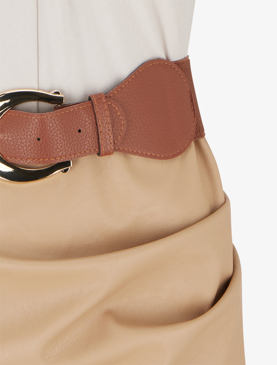 Robe bimatière à col V - Beige - 3