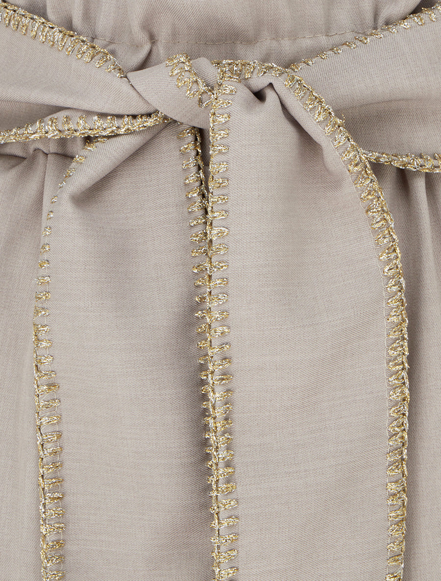 Pantalon ceinturé à détail irisé - Taupe - 3