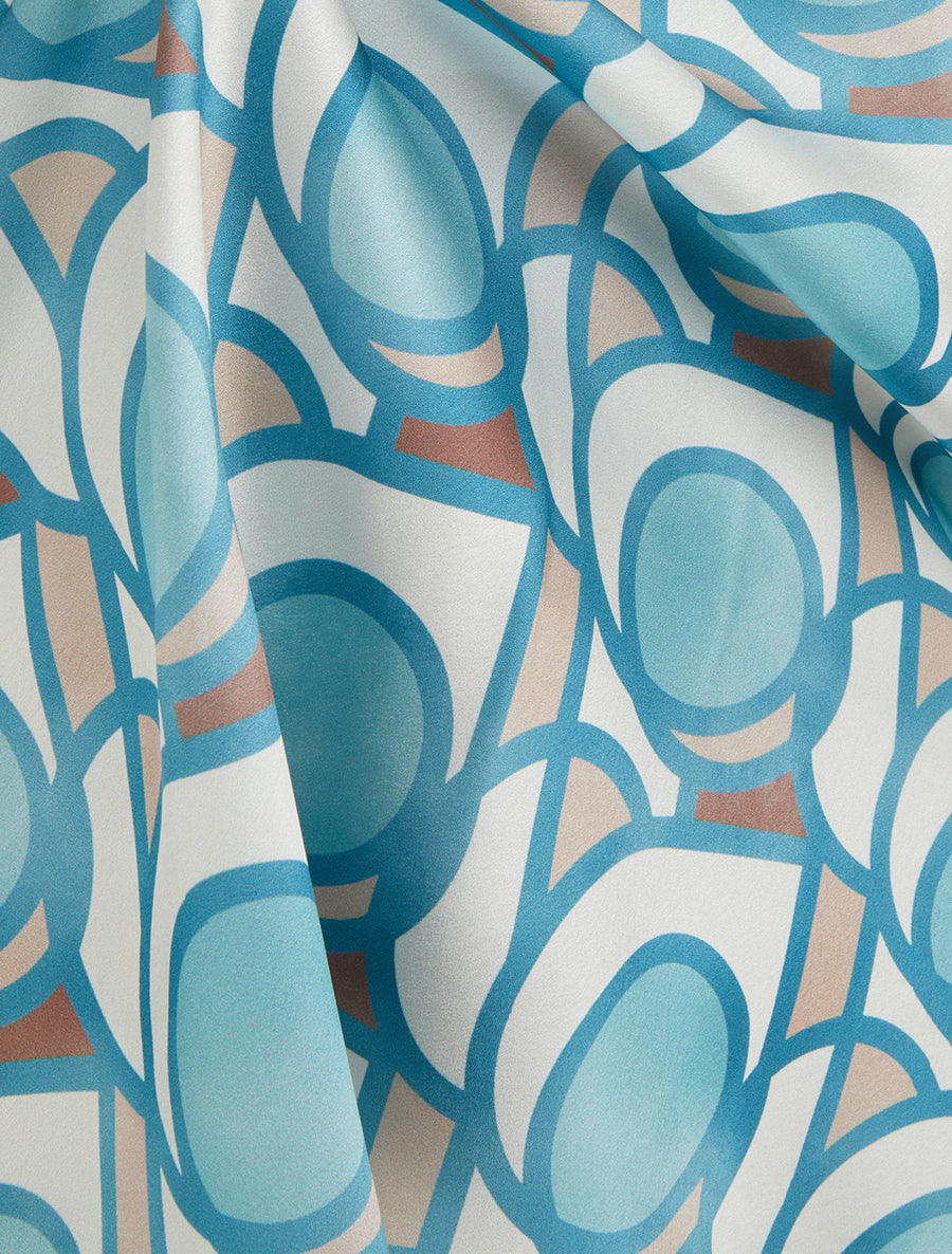 Caraco satiné imprimé graphique - Turquoise - 3