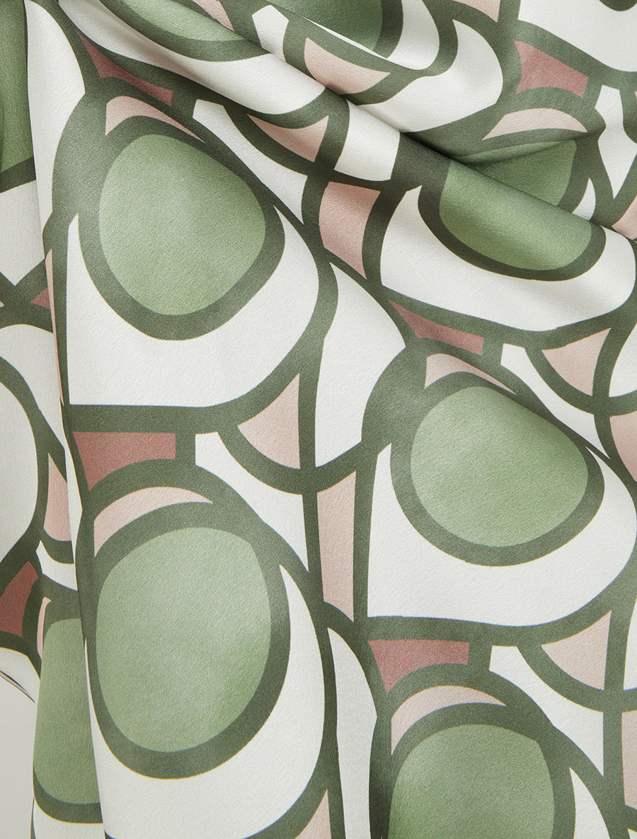 Caraco satiné imprimé graphique - Kaki - 3