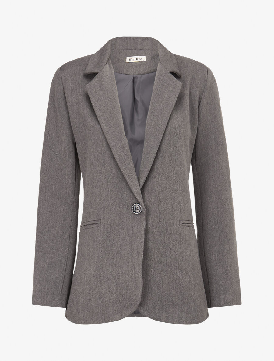 Veste basique cintrée à 1 bouton - Gris foncé - 1