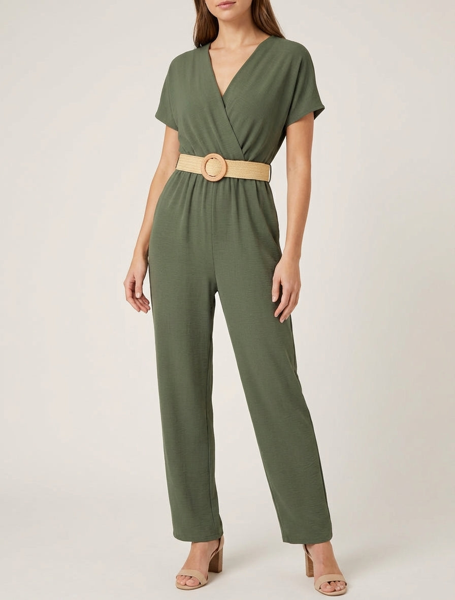 Combinaison cache-cœur à ceinture - Kaki