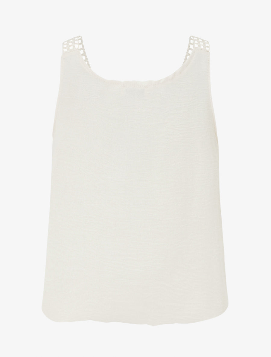 Top sans manches à dentelle et crochet - Beige - 2