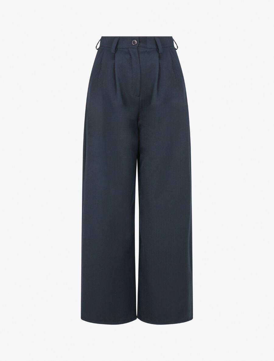 Pantalon de tailleur coupe droite - Marine - 1