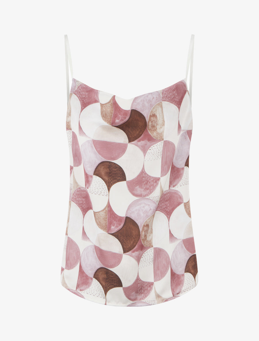 Caraco satiné imprimé rétro - Vieux rose - 1