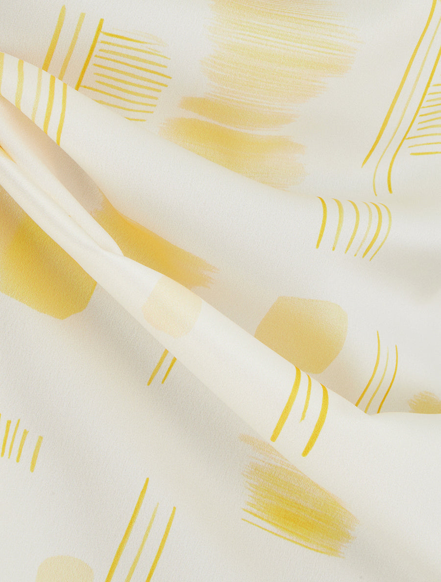Caraco effet satiné à imprimé stylisé - Jaune - 3