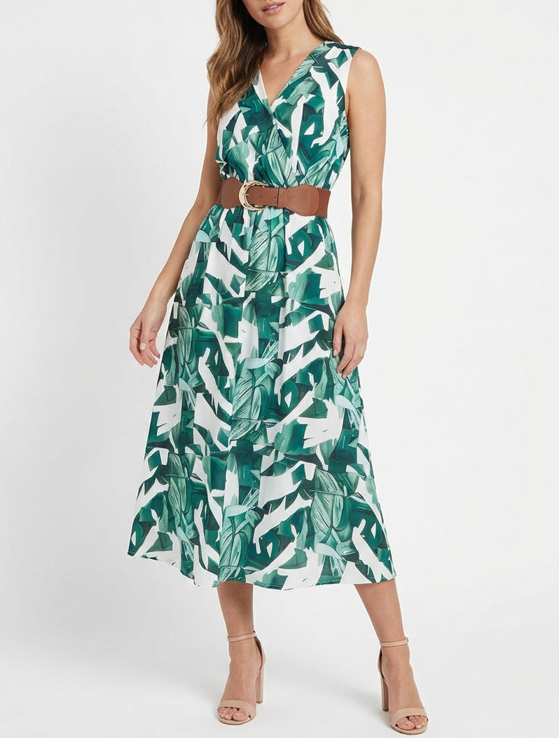 Robe sans manches imprimé fantaisie - Vert