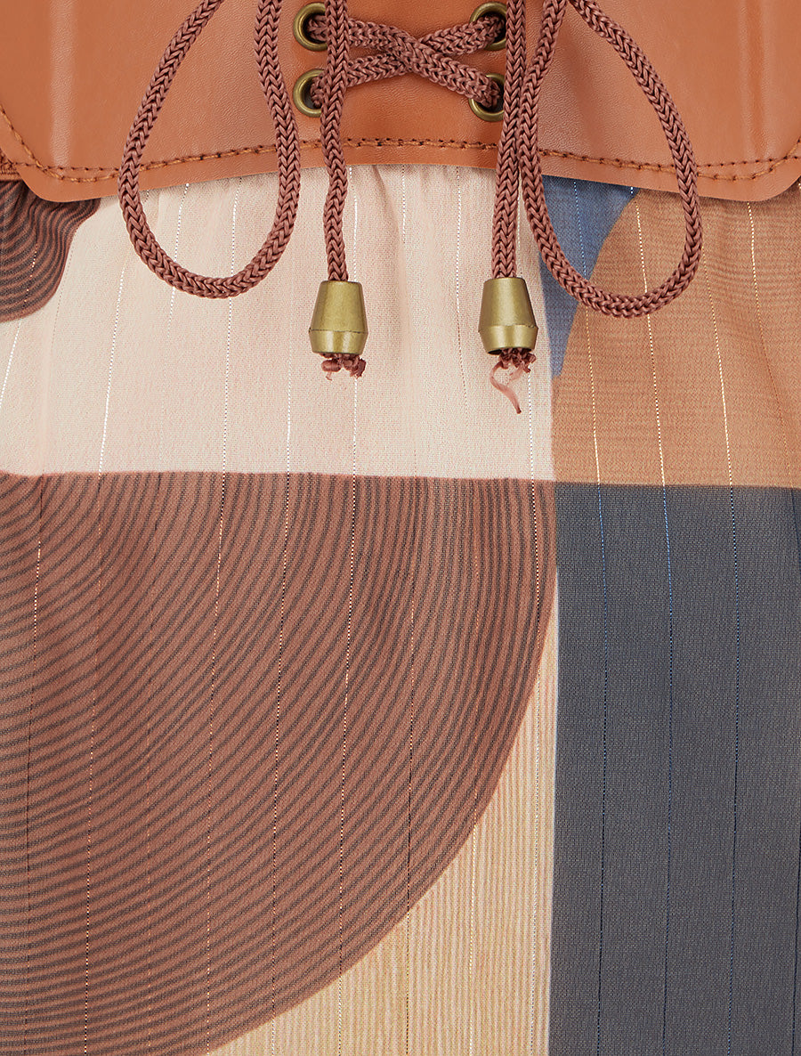 Jupe longue imprimé abstrait - Marine - 3