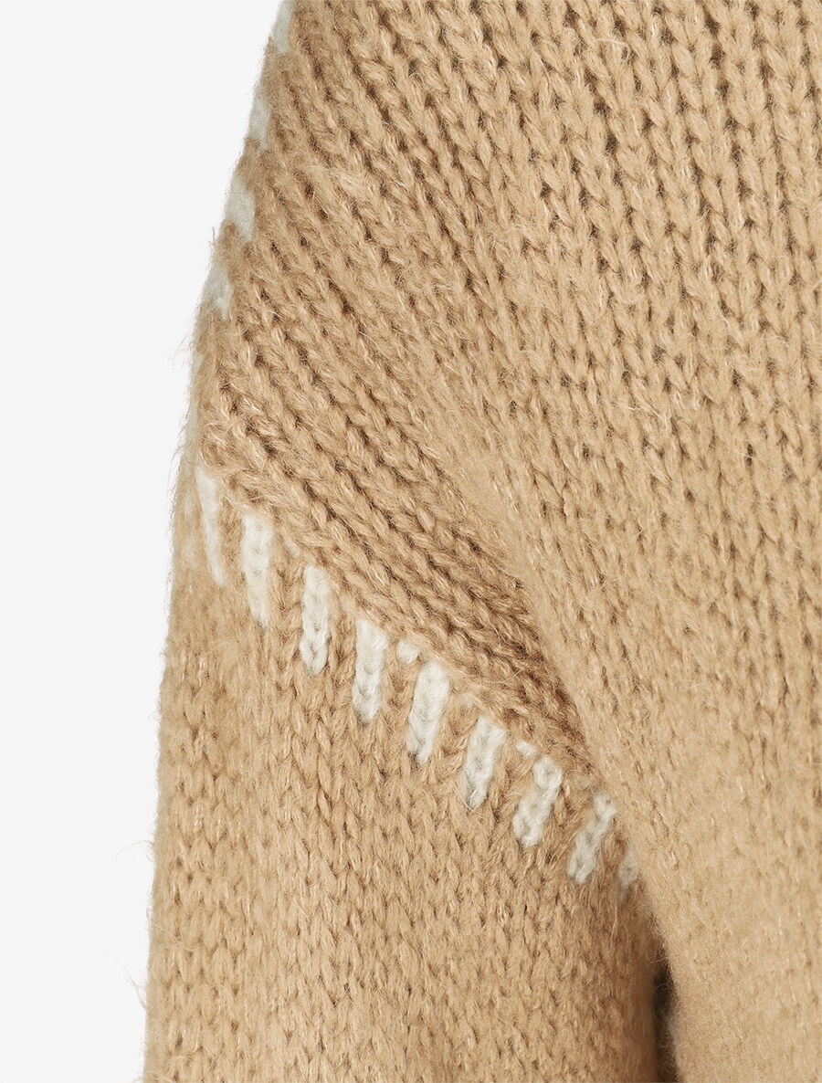 Pull uni en maille à col contrastant - Beige - 3