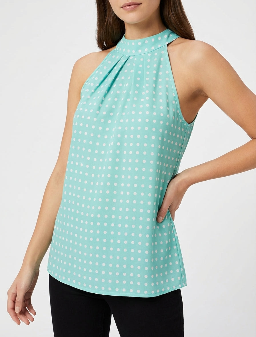 Top sans manches imprimé à pois - Vert d&