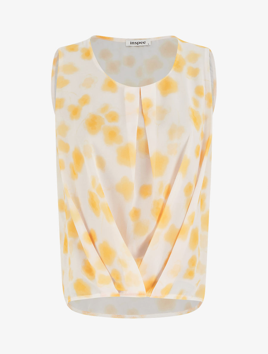 Top en voile imprimé tacheté - Jaune - 1