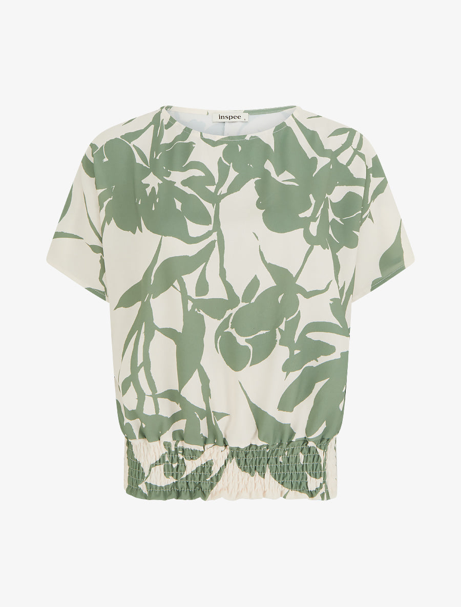Top coupe boule imprimé floral - Kaki - 1