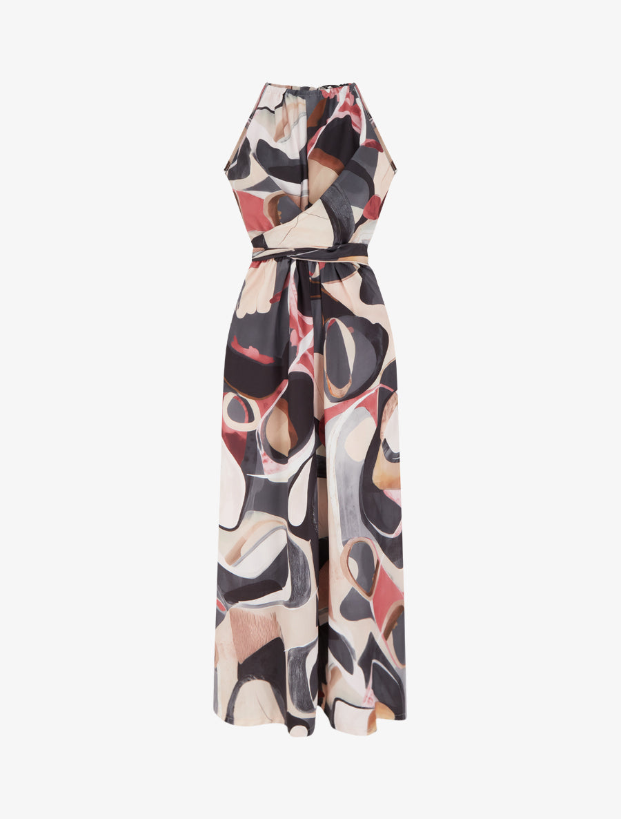 Combinaison sans manches à imprimé abstrait - Noir - 1