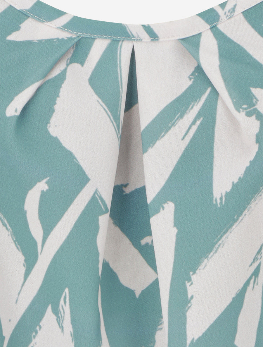 Caraco imprimé graphique à bretelles bijoux - Vert d&