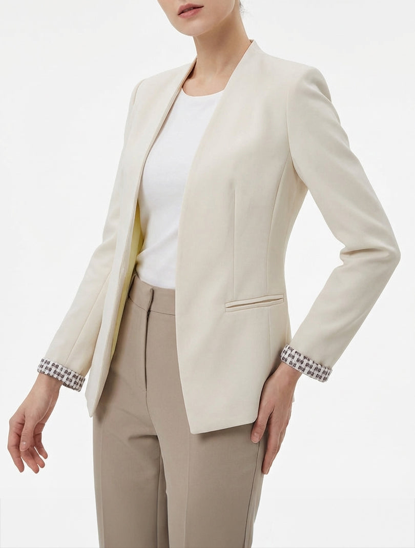 Veste droite à épaulettes - Beige clair