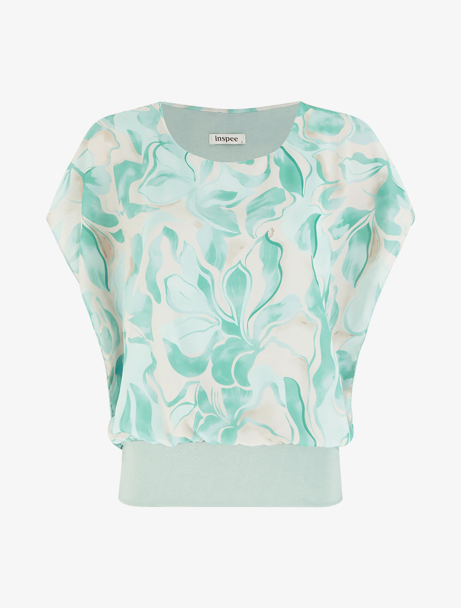Top droit manches courtes imprimé floral - Vert d&