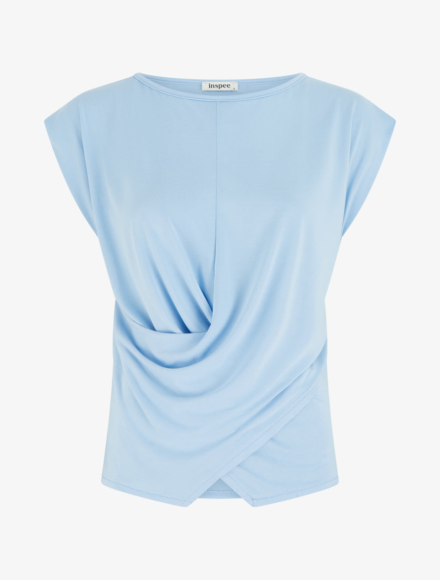 Top ajusté sans manches effet drapé - Bleu ciel - 1