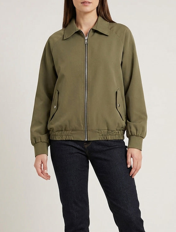 Veste ample zippée à bords élastiqués - Kaki