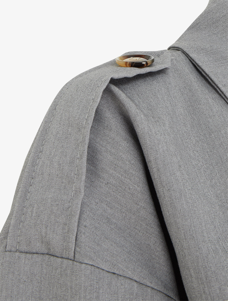 Veste fluide unie zippée - Gris - 3