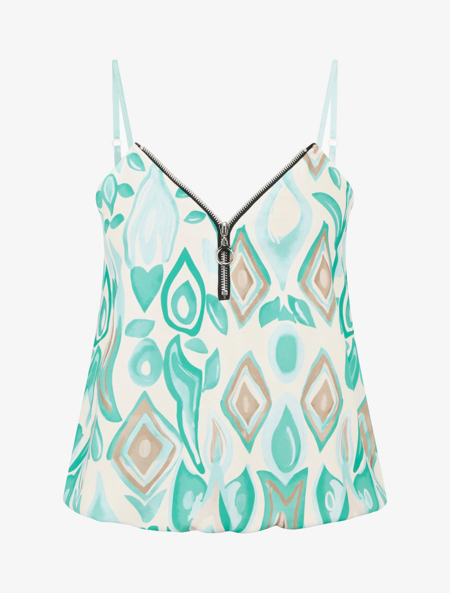 Caraco boule à zip et imprimé fantaisie - Turquoise - 1