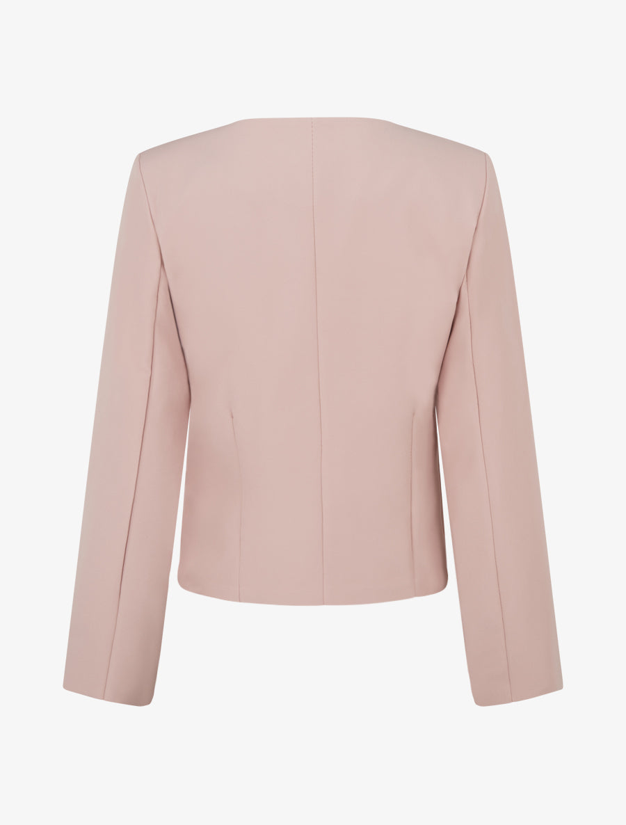 Veste droite à col rond et épaulettes - Rose - 2