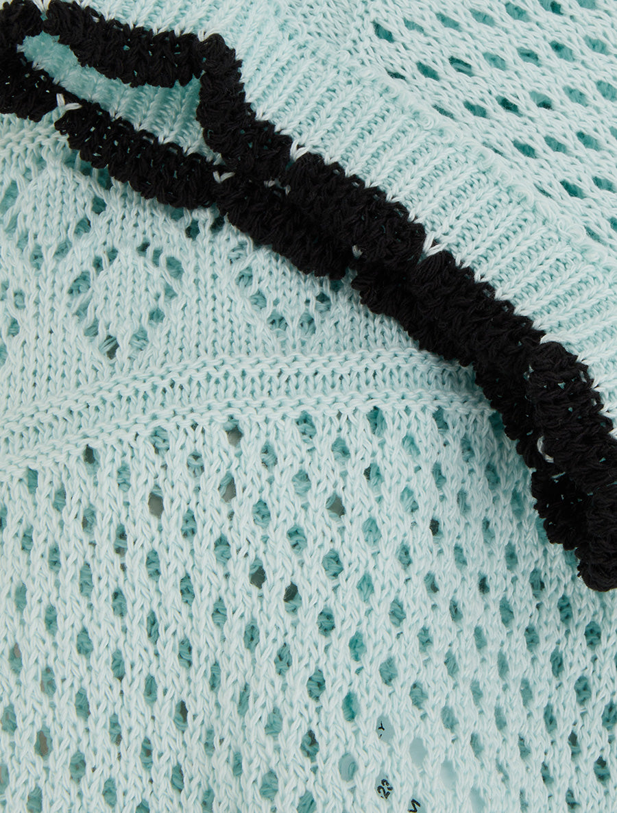 Pull sans manches à col contrastant - Bleu ciel - 3