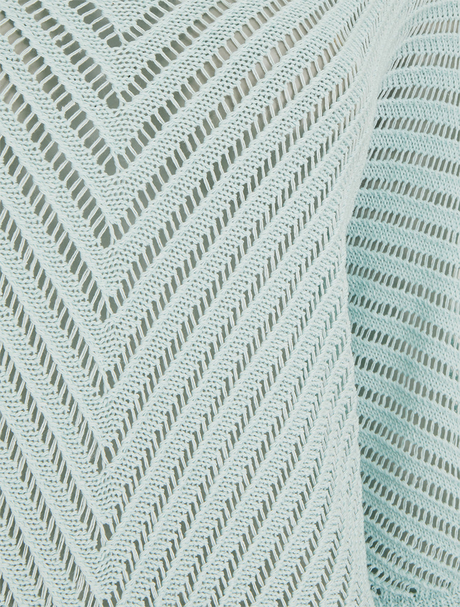 Pull ajouré à manches courtes chauve-souris - Bleu ciel - 3