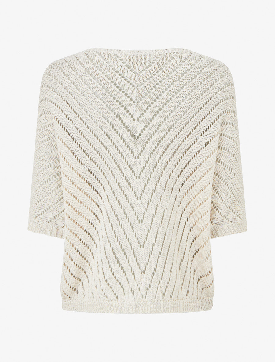 Pull en maille légère à col V - Beige
