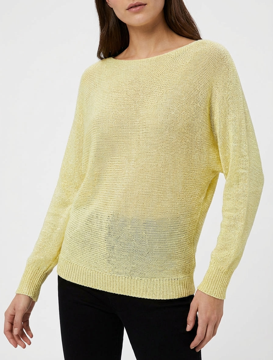 Pull irisé à manches chauve-souris - Jaune