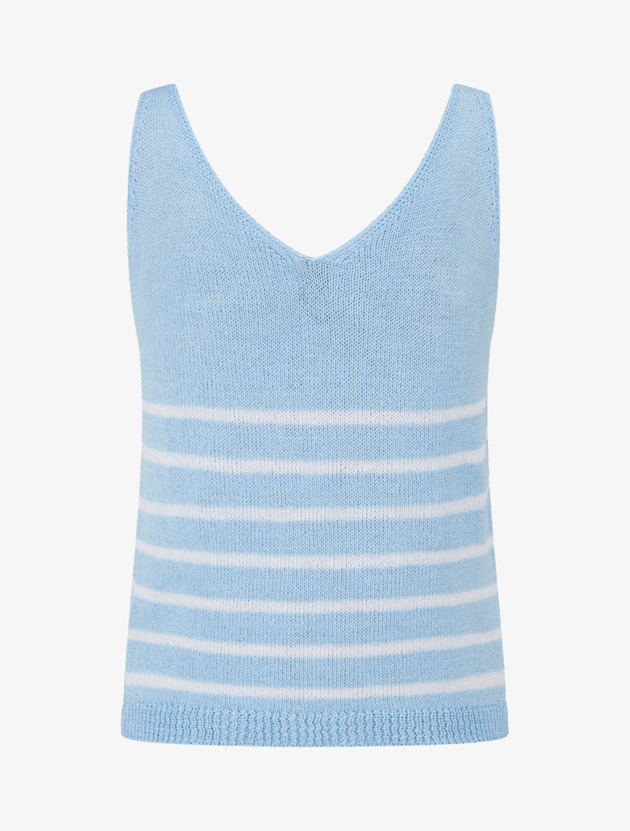 Débardeur en maille à rayures - Bleu ciel - 2