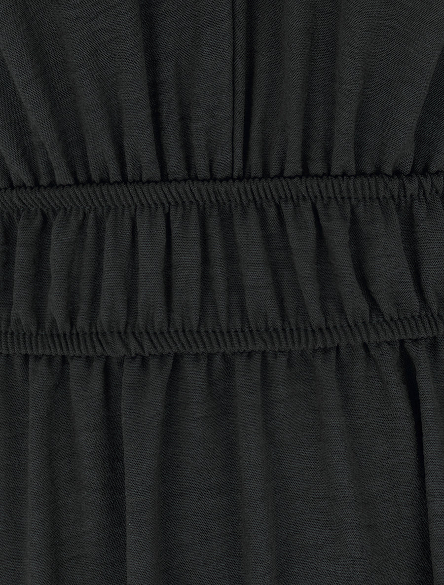 Robe unie à empiècement perles en bois - Noir - 3