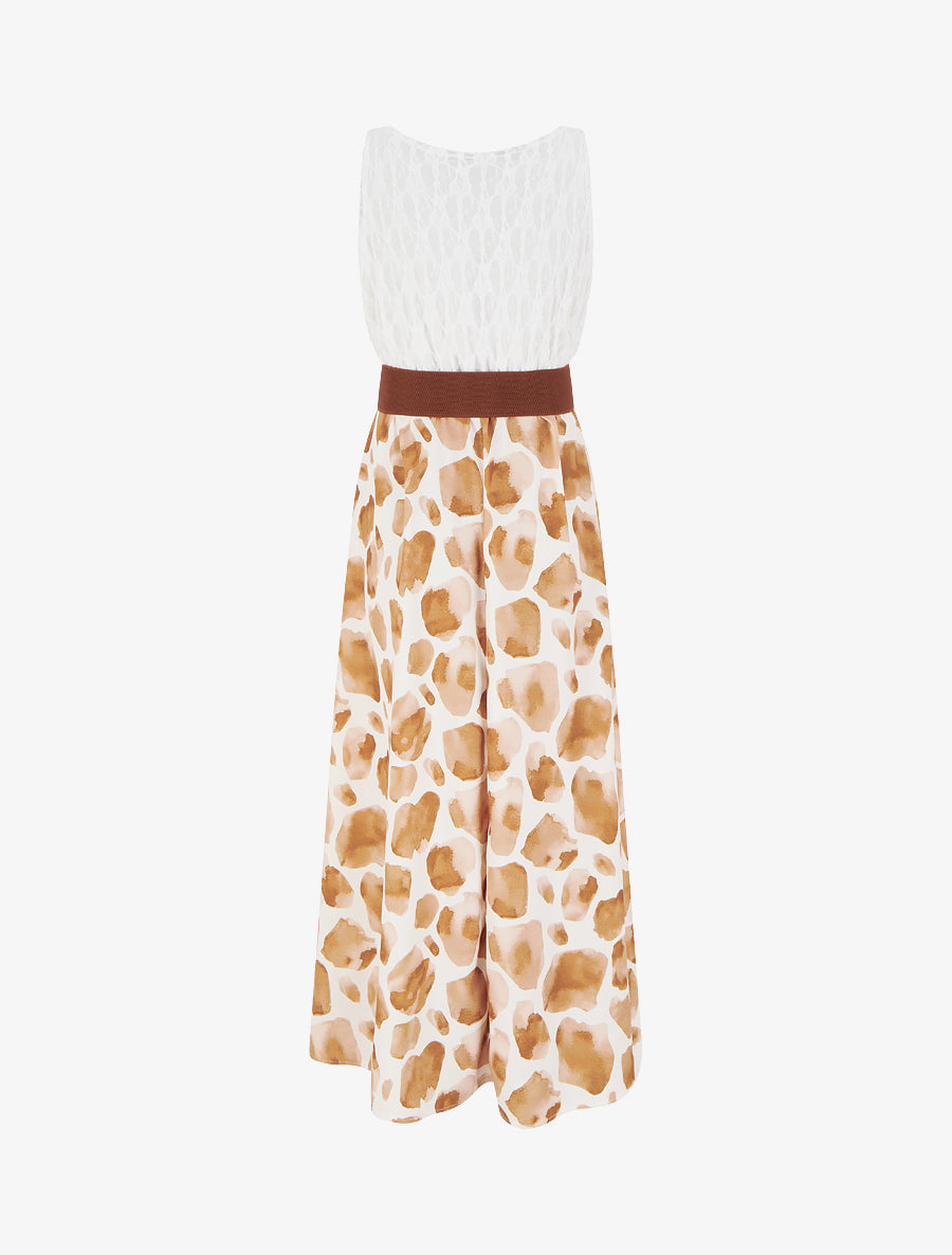 Robe longue à imprimé girafe et bretelles simili - Marron - 2