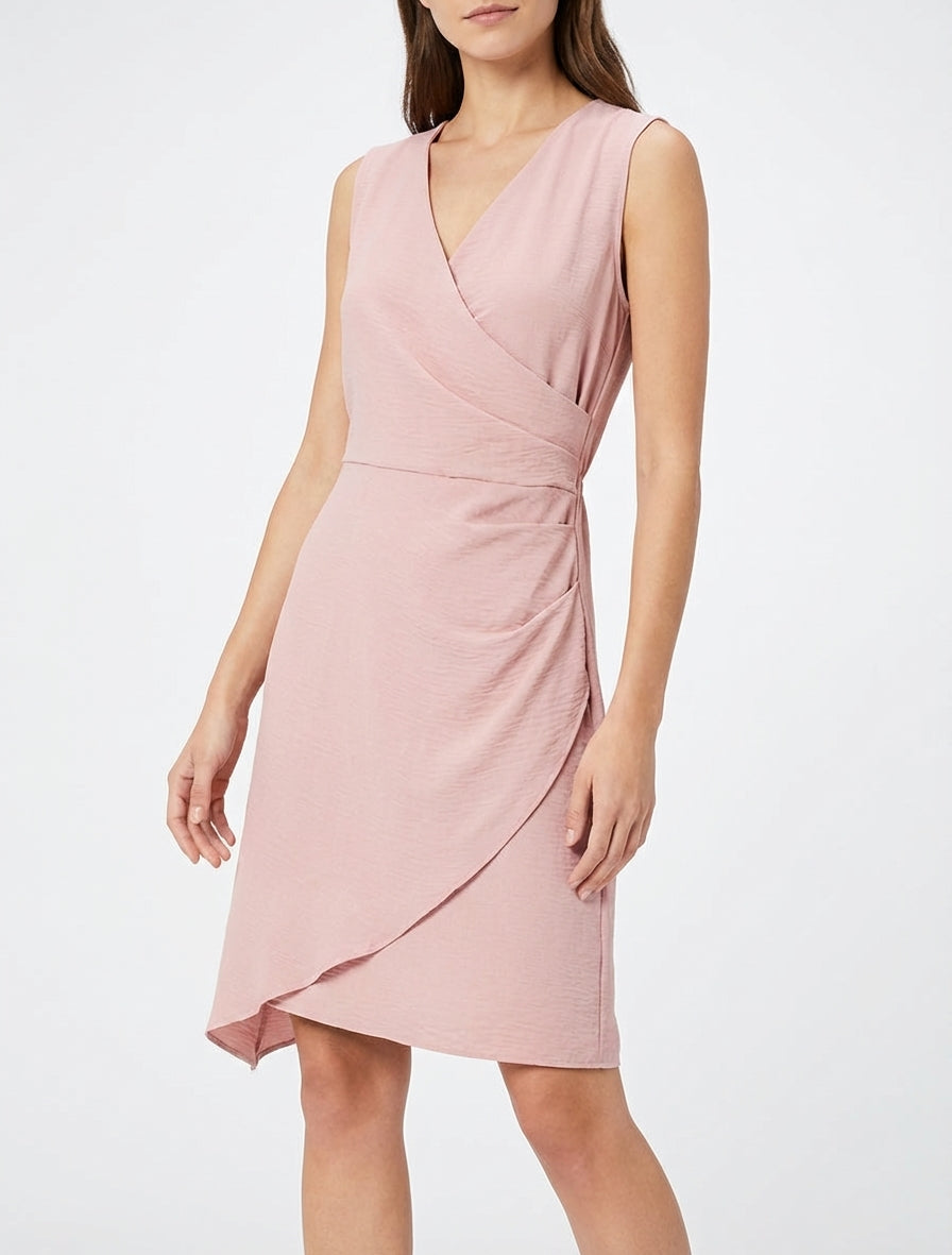 Robe sans manches style portefeuille - Rose