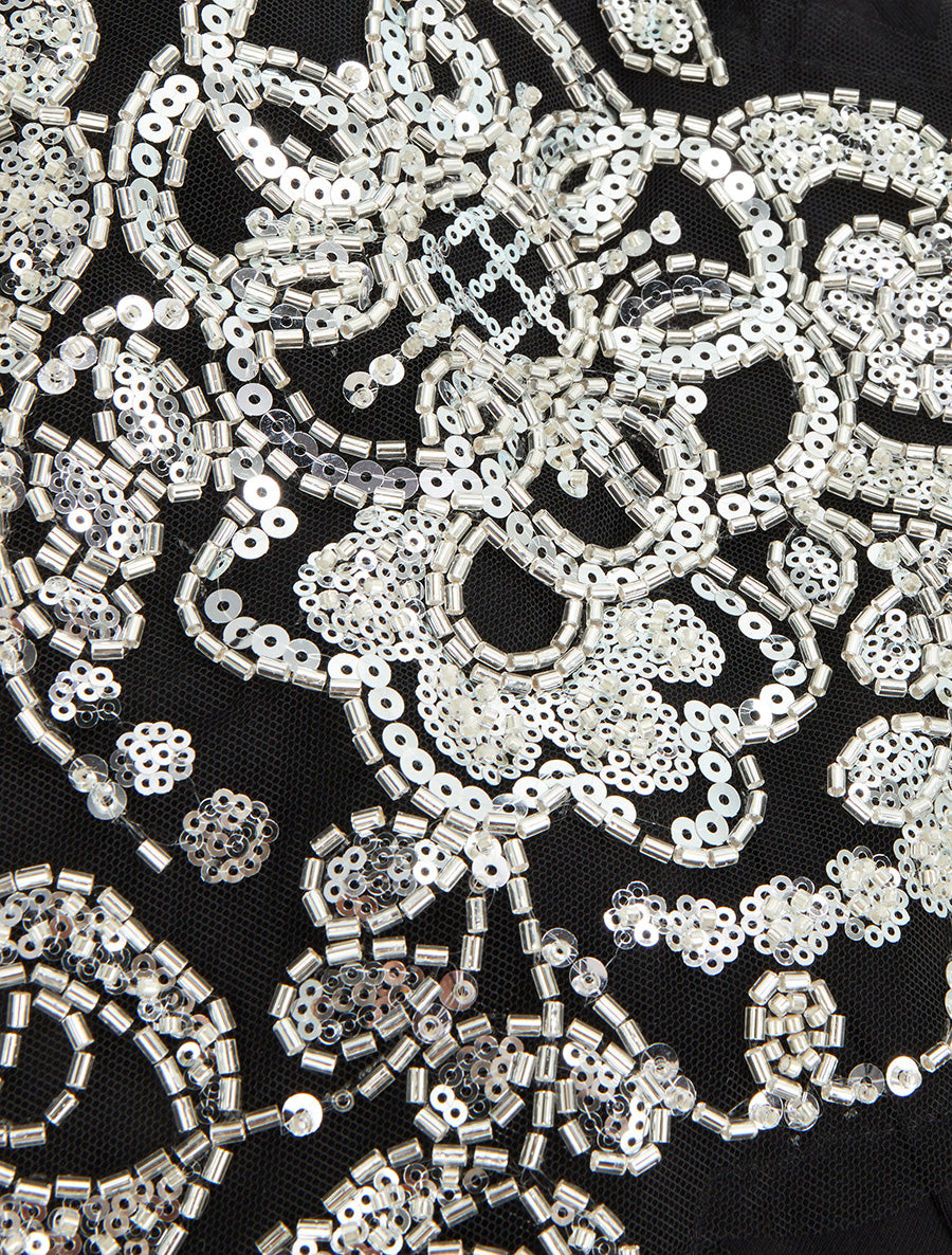 T-shirt manches courtes à épaules strassées - Noir - 3