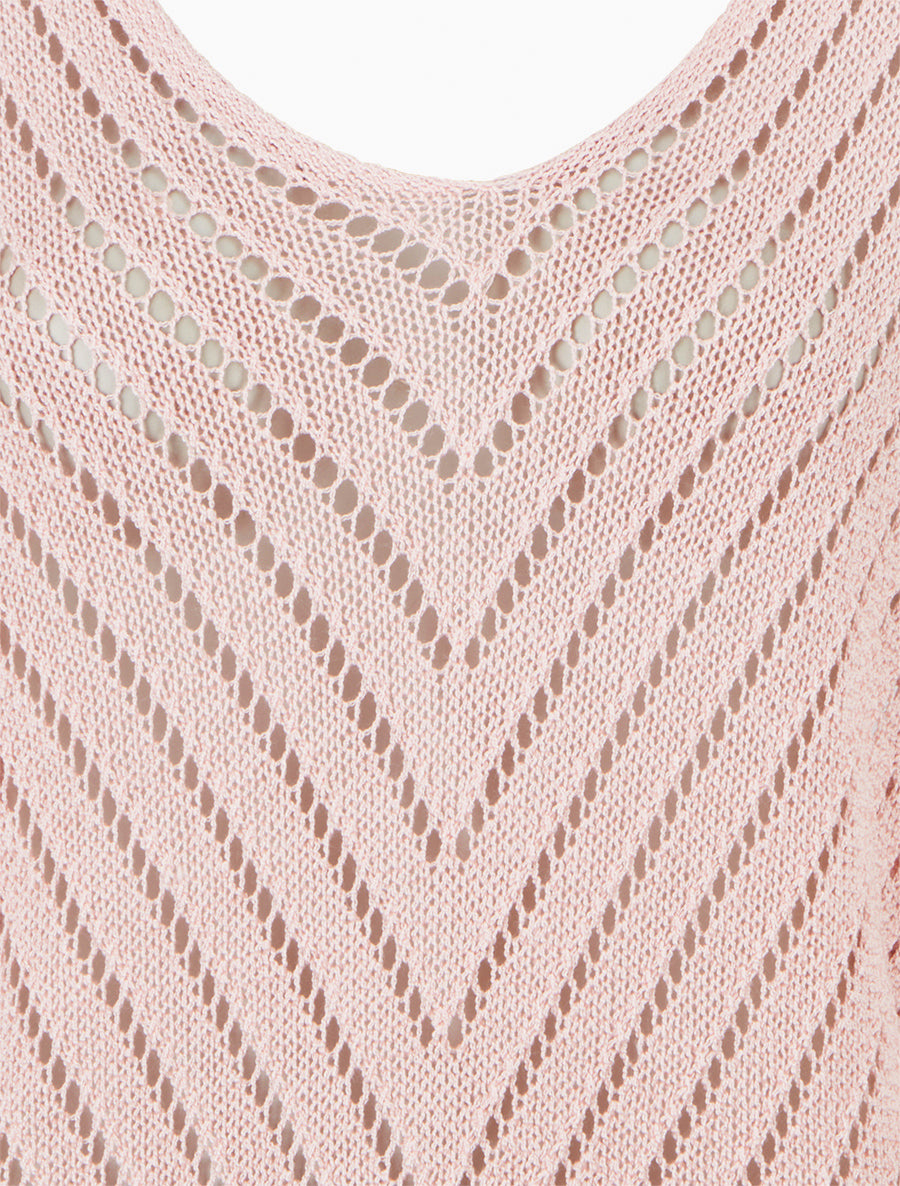 Pull ajouré à manches chauve-souris - Rose - 3