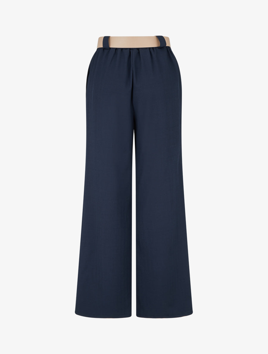 Pantalon ample à motif rayé - Marine - 2