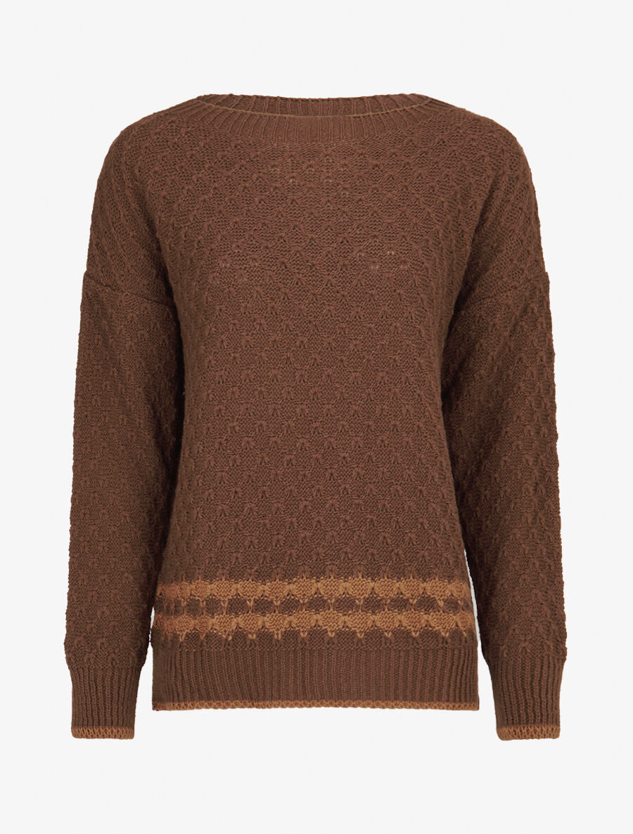 Pull à bord contrastant - Marron - 1