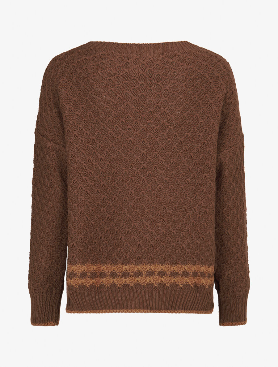 Pull à bord contrastant - Marron - 2