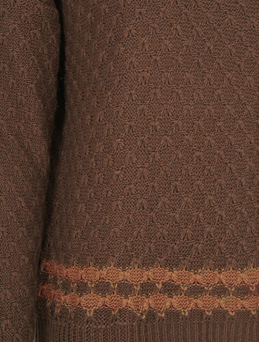 Pull à bord contrastant - Marron - 3