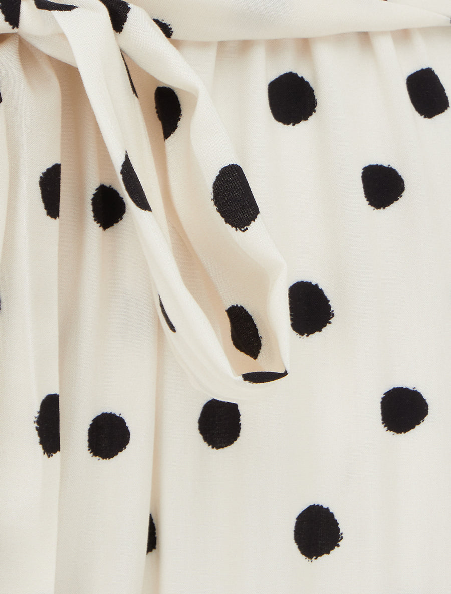 Pantalon élastiqué à pois - Beige - 3