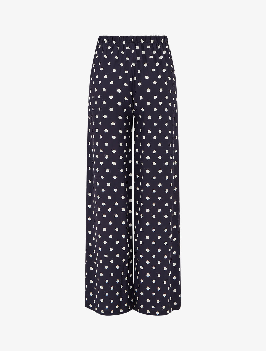 Pantalon élastiqué à pois - Bleu nuit - 2
