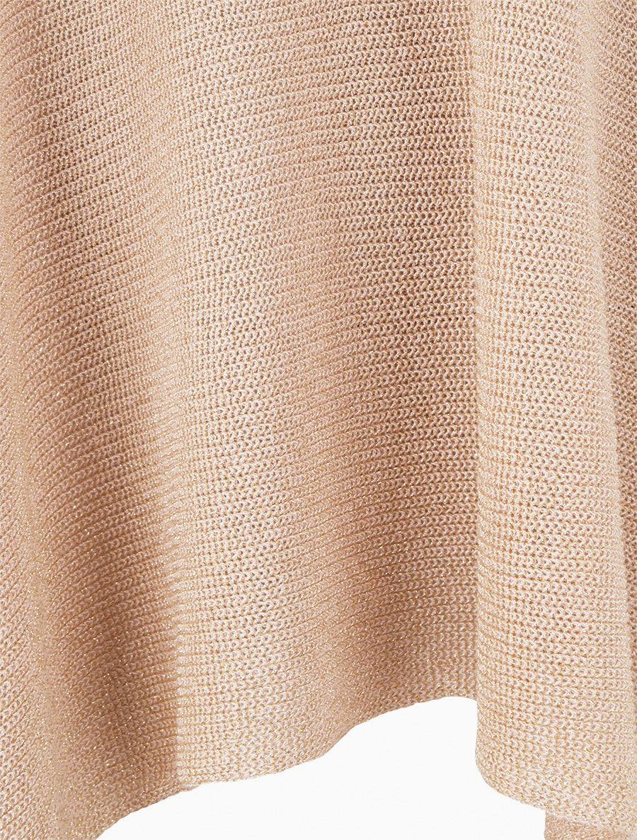 Top asymétrique manches courtes en maille fine irisée - Beige rosé - 3