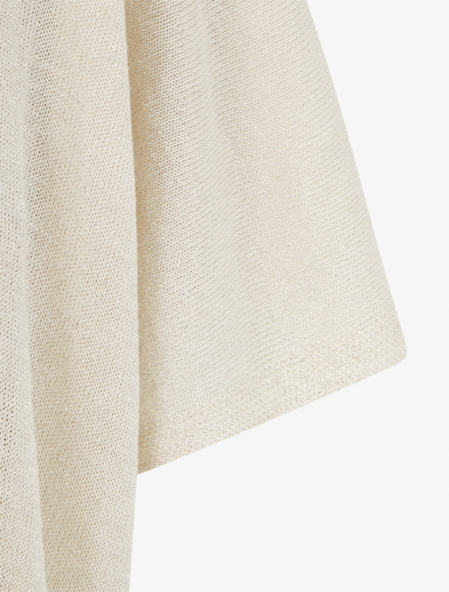 Top ample manches courtes en maille fine irisée - Beige - 3