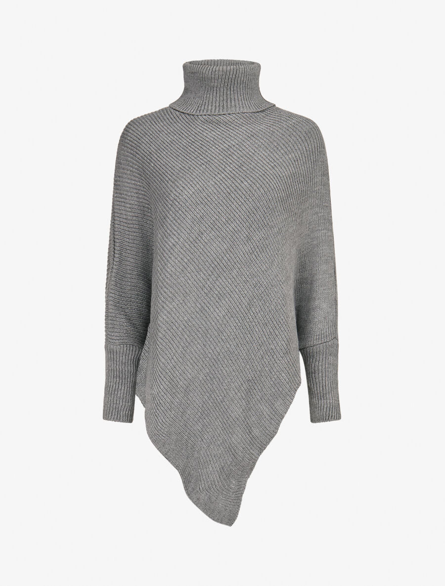 Poncho côtelé à col roulé - Gris chiné - 4