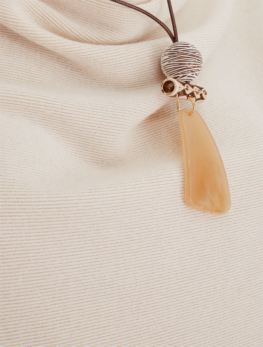 Pull fin à manches chauve-souris et col bénitier - Beige