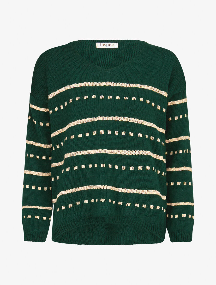 Pull imprimé lignes et points - Vert - 4