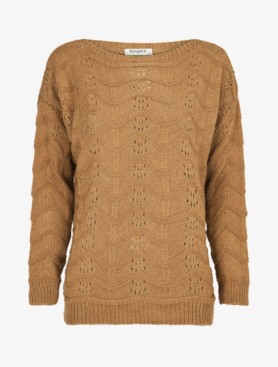 Pull à relief zig-zag et ajouré - Camel - 1