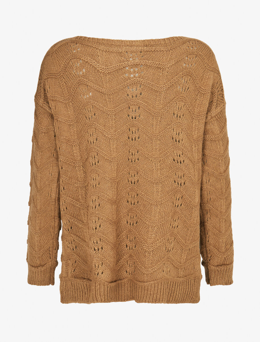 Pull à relief zig-zag et ajouré - Camel - 2