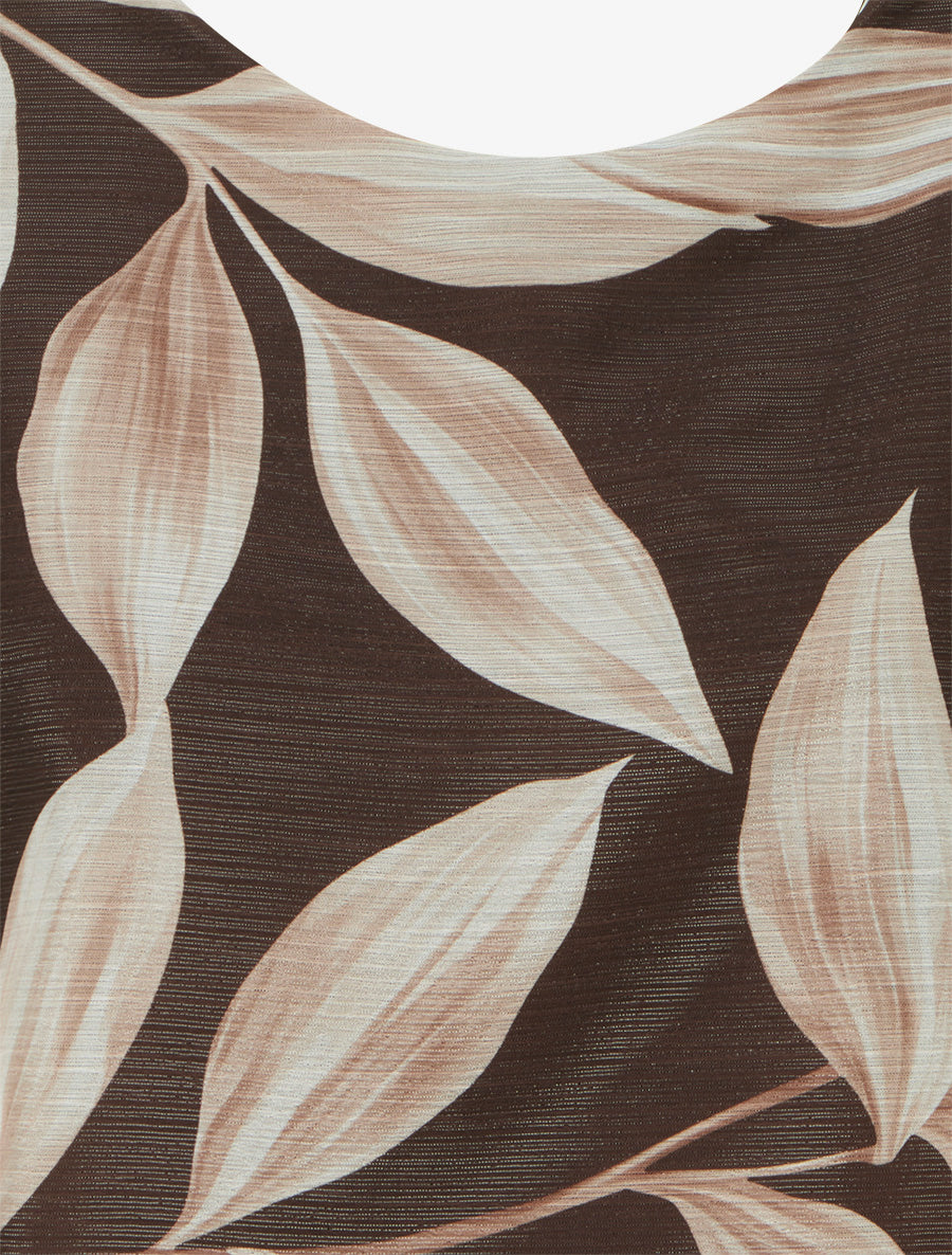 Blouse imprimé feuillage à détail irisé - Marron - 3