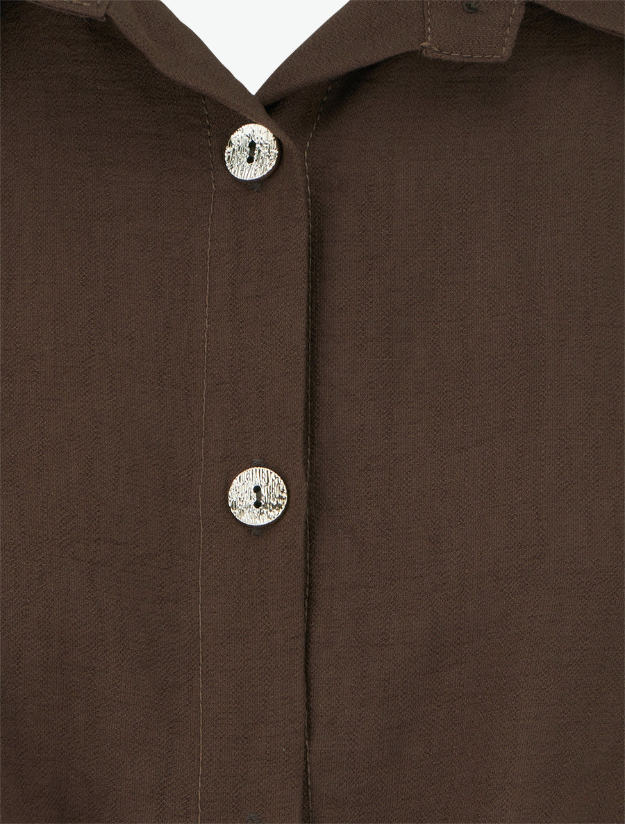 Chemise unie à nouer - Marron - 3